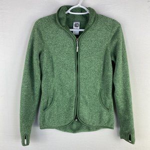 The North Face Womens Crescent Point Jacket Size Small Green Knit Sweater Fleece